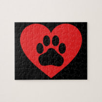 Heart Paw Red Jigsaw Puzzle