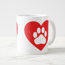 Heart Paw Red Extra Large Mug