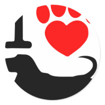 Heart paw round sticker