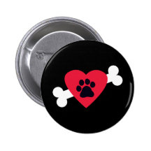 Heart, Pawprint and Bone Design Buttons