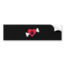 Heart, Pawprint and Bone Design Stickers/Decals Bumper Stickers