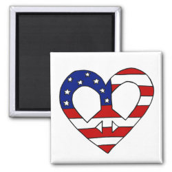 Heart Peace USA Flag Elections 2 Inch Square Magnet
