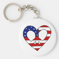 Heart Peace USA Flag Elections Basic Round Button Keychain