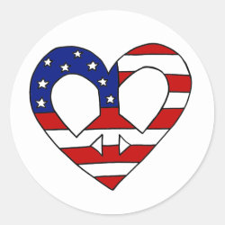Heart Peace USA Flag Elections Classic Round Sticker