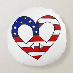 Heart Peace USA Flag Elections Round Pillow