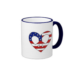 Heart Peace USA Flag Symbol Ringer Coffee Mug