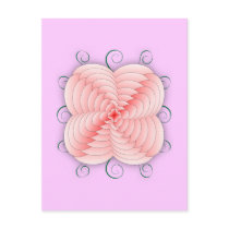 Heart Petal Flower & Swirls postcards