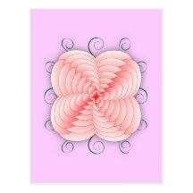 Heart Petal Flower & Swirls Postcards