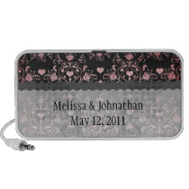heart pink damask on washed wedding keepsake laptop speaker