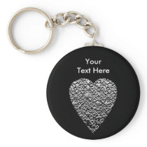 Heart. Printed Gray Pattern. Keychain