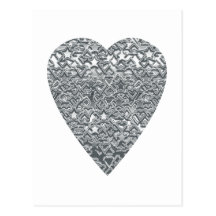 Heart. Printed Light Gray and Mid Gray Pattern. Post Card