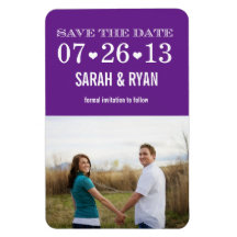 Heart Purple Save the Date Wedding Photo Magnet