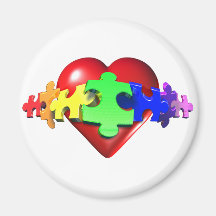 Heart Puzzle Links Fridge Magnets