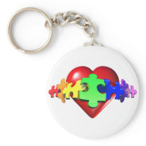 Heart Puzzle Links Key Chain