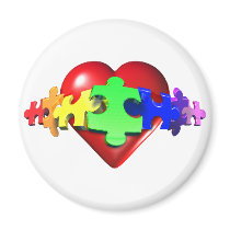 Heart Puzzle Links Fridge Magnets