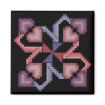 Heart Quilt Square Cross Stitch Magnet