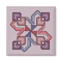 Heart Quilt Square cross stitch pattern magnets