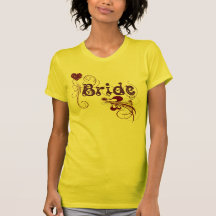 Heart & Red Swirls Bride T Shirts