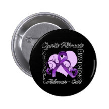 Heart Ribbon - Cystic Fibrosis Awareness Pinback Buttons