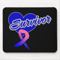 Heart Ribbon - Male Breast Cancer Survivor Mouse Pads