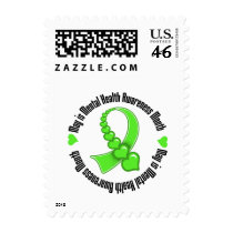 Heart Ribbon May is Mental Health Awareness Month Postage Stamp