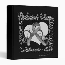 Heart Ribbon - Parkinson's Disease Awareness 3 Ring Binder