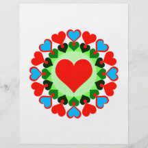 heart rings red green blue flyer design