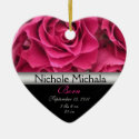 Heart Rose Birth Announcement Keepsake Christmas Ornament