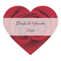 Heart Save the Date Stickers --  Red Rose