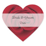 Heart Save the Date Stickers --  Red Rose