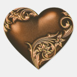 Heart Scroll Chocolate Brown w Gold Sticker