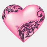 Heart Scroll Light Hot Pink w Black Stickers