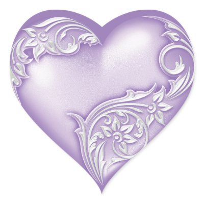 Heart Scroll Lilac w White Stickers
