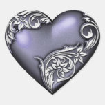 Heart Scroll Violet Heart Stickers