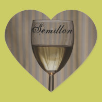 Heart Semillon Wine Glass Stickers stickers