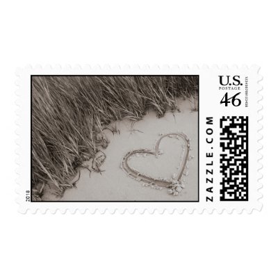 Heart Sepia Image Postage Stamps