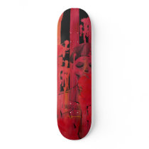 artsprojekt, nichole, camarillo, nichole camarillo, nicholecamarillo.com, art, artist, fine art, mexican art, mexican, mexico, paint, painting, illustration, design, woman, female, skate, skateboard, board, deck, custom board, sports, extreme sports, got this heart, heart, war, soldier, red, military, political, social, flag, army, grenade, explosion, bullet holes, death, love, skull, Skateboard with custom graphic design