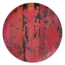 camarillo, mexican art, illustration, art plate, artistic plate, collectors art plate, military art, american flag, army art, skull art, artsprojekt, nichole camarillo, nicholecamarillo.com, fine art, painting, female art, latina art, artistic tray, decorative wall plate, creative dish, artistic dish, unique serving tray, creative, artistic, christmas gifts, artistic housewarming gift, creative kitchen accessories, got this heart, heart, war art, soldier art, red, military, army, grenade, explosion, bullet holes, death, love, skull, [[missing key: type_fuji_plat]] with custom graphic design