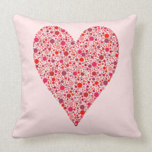 Heart Shape Crimson Polka Dots on Pink Pillows