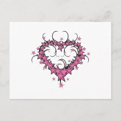 heart shape stars tattoo design post cards by doonidesigns