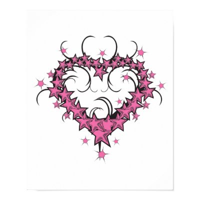 heart shape stars tattoo design Print