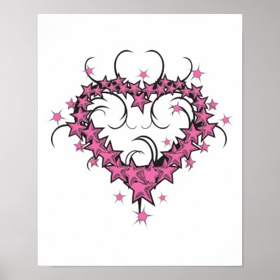 Heart Tattoos Designs on Heart Shape Stars Tattoo Design Posters From Zazzle Com