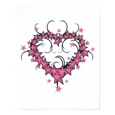 heart shape stars tattoo design posters Zazzle_print