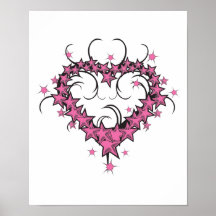 heart shape stars tattoo design posters