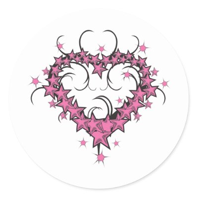Tattoos hearts n stars heart shape stars tattoo design round stickers by 