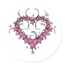 heart shape stars tattoo design stickers