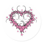heart shape stars tattoo design round stickers