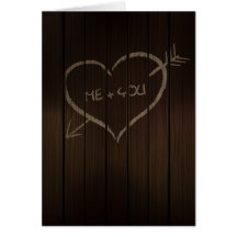 heart shape written on wooden door/ Valentine card