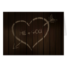 heart shape written on wooden door/ Valentine card