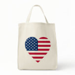 Heart-Shaped American Flag Canvas Bag